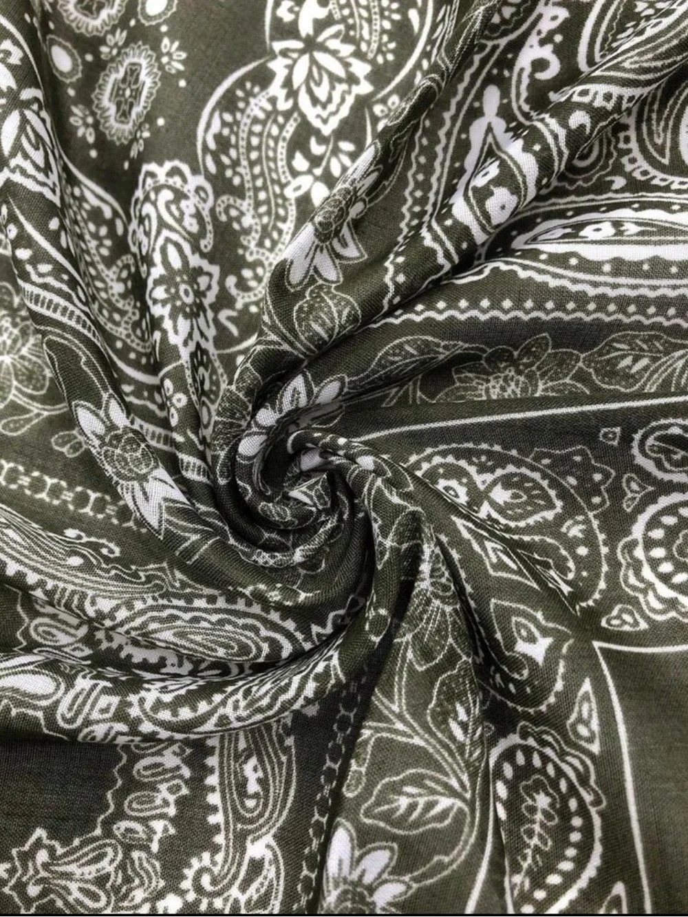 Olive Green Paisley Bandana Scarf - Women's Neck Wrap